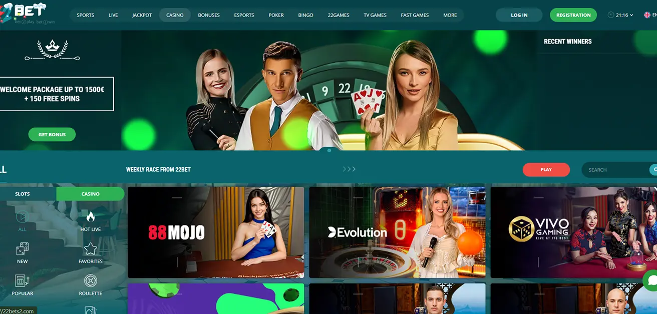 22Bet Live Table Games